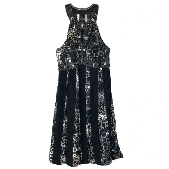 Sue Wong Dresses | Vtg Sue Wong Nocturne Silk Beaded Pleated Bubble Hem Halter Dress Black Size 4 | Color: Black/Gray | Size: 4 | Darlingofspring's